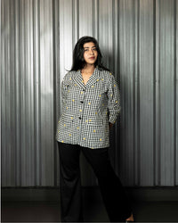 Shirt Blazer (Black & White Embroidered)
