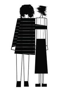 Mate's founder illustration - representing two sisters as the work mate's wearing smart casual fits as one hugs the other.